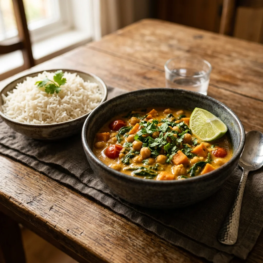 Creamy Coconut Chickpea Curry Recipe (Vegan)